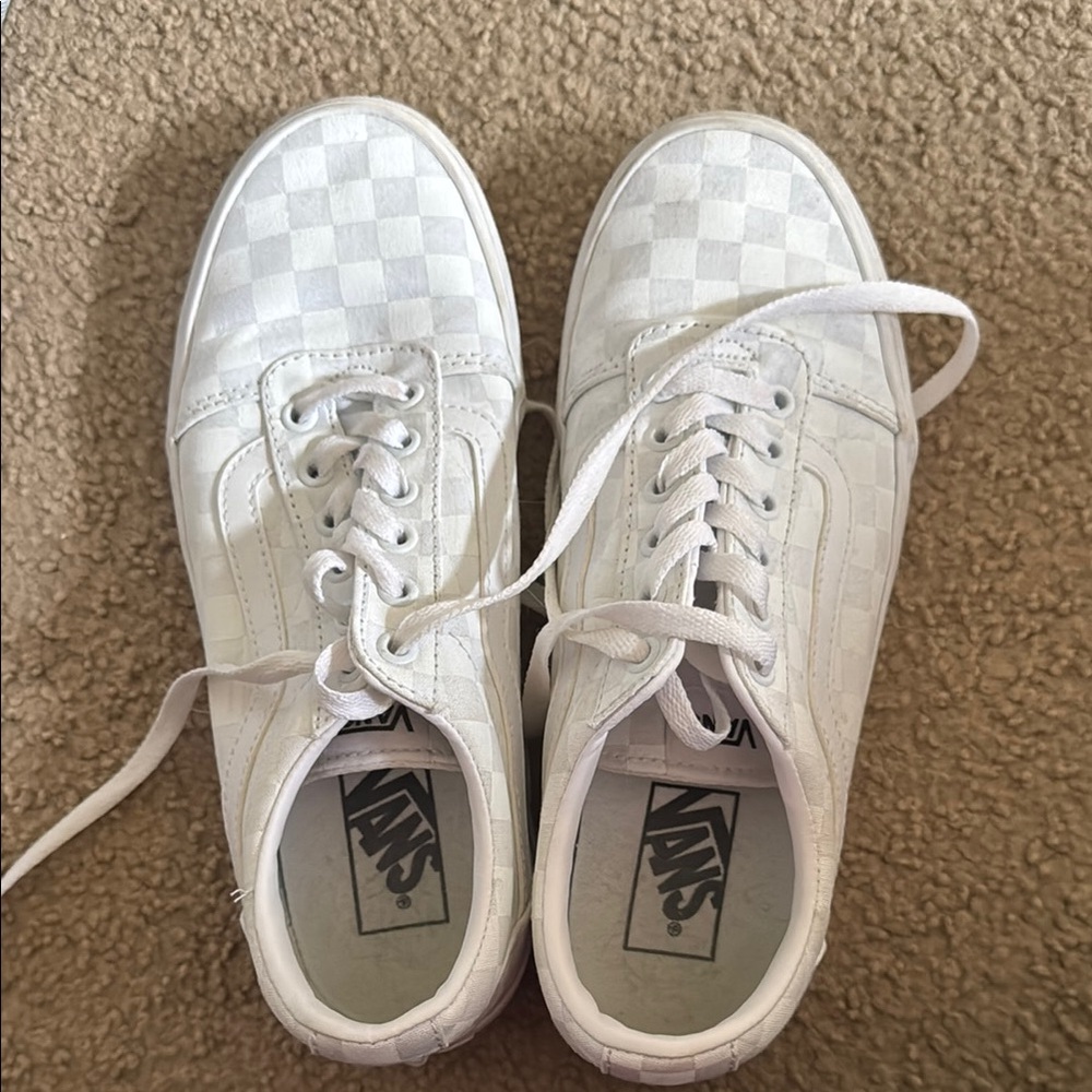Vans White Checkered Platform Shoes